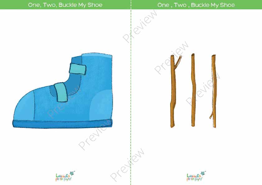 printable flashcards, shoe and sticks