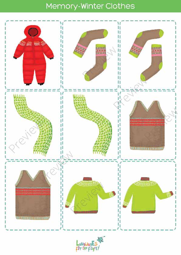 Winter Clothes Flashcards, Memory Card Game for Kids, Winter Printables,  Vocabulary Cards, Word Cards, Educational Resources, Preschool -   Denmark