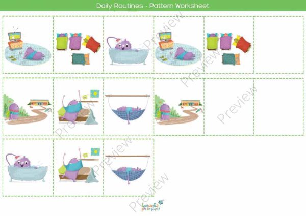 printable flashcards, daily routines pattern worksheet 2