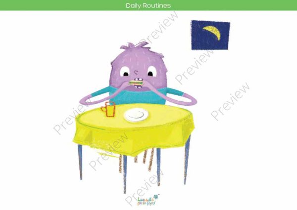 printable flashcards, eating supper