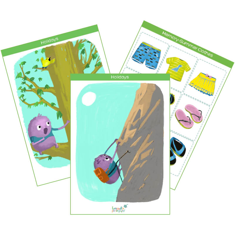 Holidays & Summer Clothes Printable Flashcards Pack
