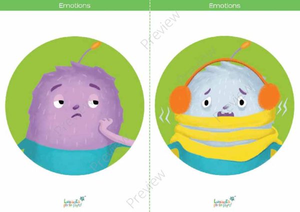 printable flashcards, emotions, bored, cold