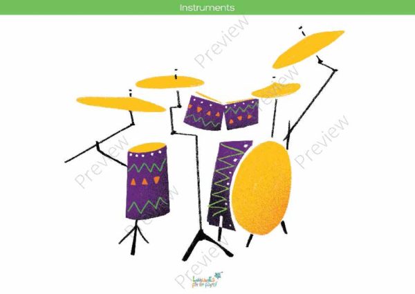 printable flashcards, musical instruments, drums