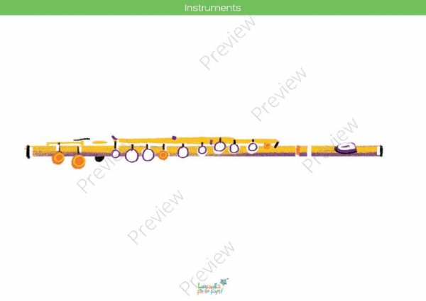 printable flashcards, musical instruments, flute