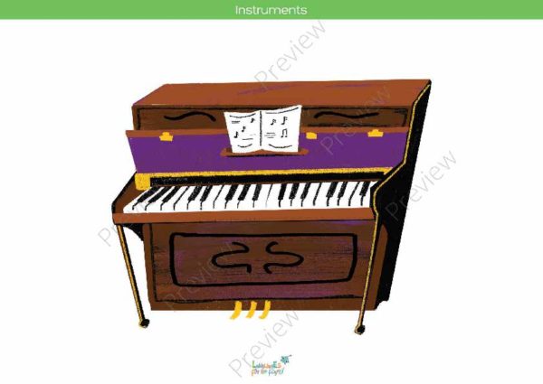 printable flashcards, musical instruments, piano