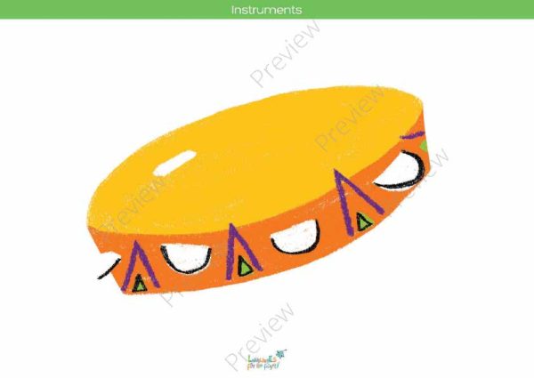 printable flashcards, musical instruments, tambourine