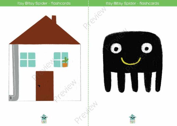 printable flashcards itsy bitsy spider house spider