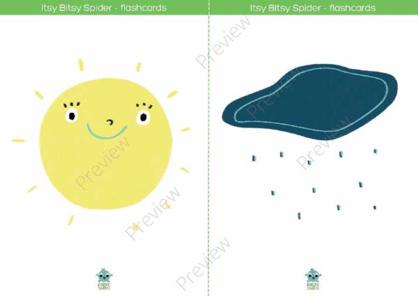 printable flashcards itsy bitsy spider sun rain